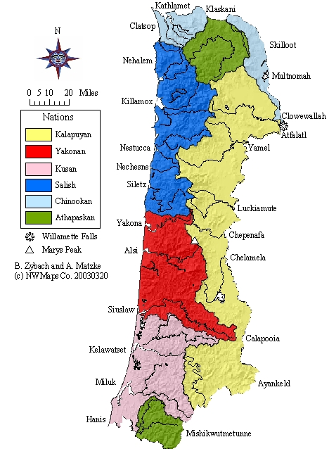 Map 3.01 Oregon Coast Range tribes and nations, ca. 1770.